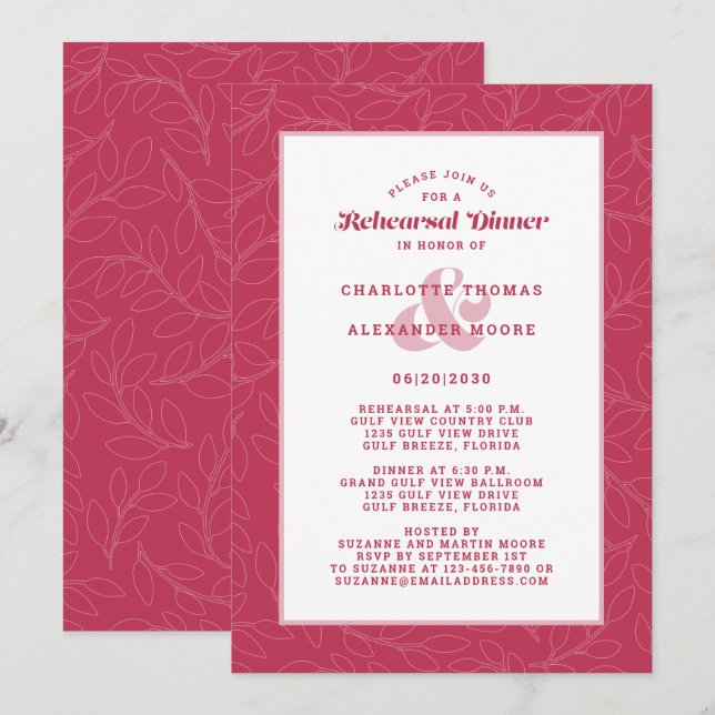 Modern Dusty Blue White Wedding Rehearsal Dinner I Invitation (Front/Back)