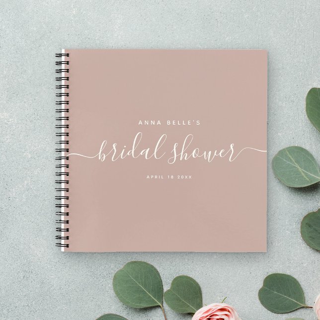 Modern Dusty Blush Chic Script Bridal Shower Guest Notebook (Creator Uploaded)