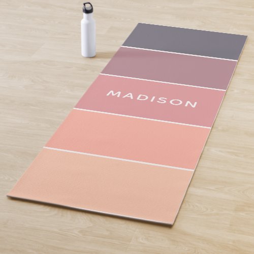 Modern Dusty Colorblock Personalized Name Fitness Yoga Mat