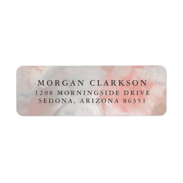 Modern Dusty Coral Abstract Brushstrokes Label (Front)
