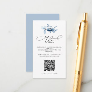 Modern Dusty Floral QR Code Wedding Details Enclosure Card