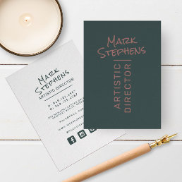 Modern Dusty Green Simple Hand Lettered Minimalist Business Card