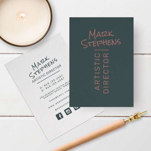 Customizable Modern Dusty Green Simple Hand Lettered Minimalist Business Card