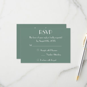 Modern Dusty Green Wedding RSVP Invitation Card