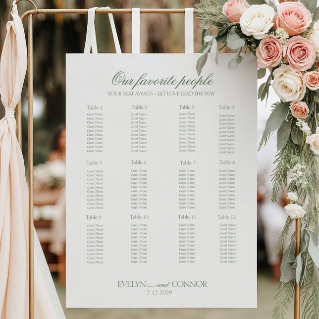 Modern Dusty Green wedding seating charts Foam Board (Creator Uploaded)