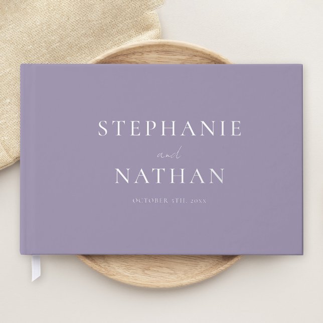 Modern Dusty Lavender Minimalist Wedding Silver Foil Guest Book (Creator Uploaded)