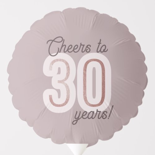 Modern Dusty Lilac Cheers to 30 Years Birthday Balloon