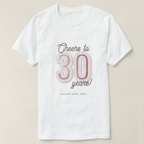 Modern Dusty Lilac Cheers to 30 Years Birthday T_Shirt