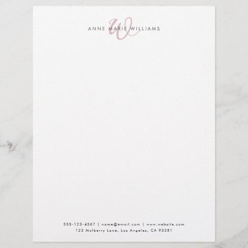 Modern Dusty LIlac Script Monogram Letterhead