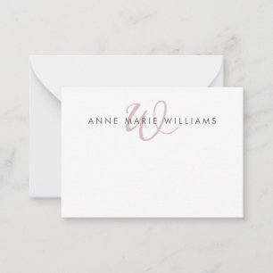 Modern Dusty Lilac Script Monogram Note Card