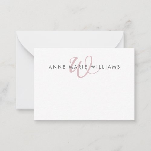 Modern Dusty Lilac Script Monogram Note Card