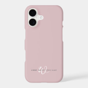 Modern Dusty Lilac White Script Monogram iPhone 17 Case