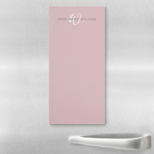 Modern Dusty Lilac White Script Monogram Magnetic Notepad
