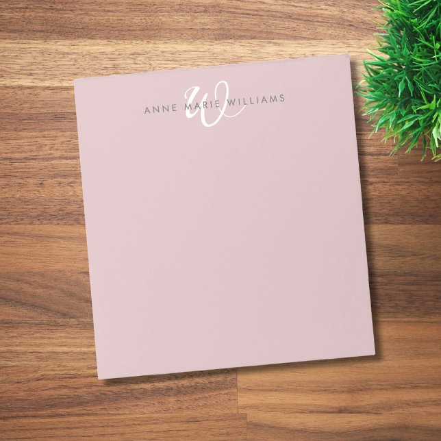 Modern Dusty Lilac White Script Monogram Notepad (Creator Uploaded)