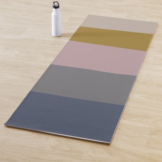 Modern Dusty Mauve Gray Abstract Stripes Stylish Yoga Mat (In Situ)