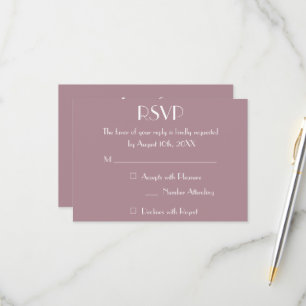 Modern Dusty Mauve Wedding RSVP Invitation Card
