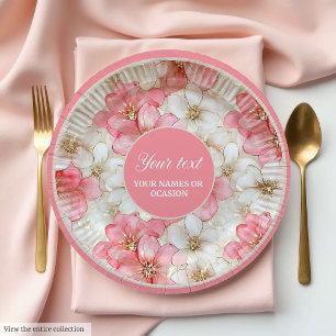 Modern dusty pink and gold birthday plate design