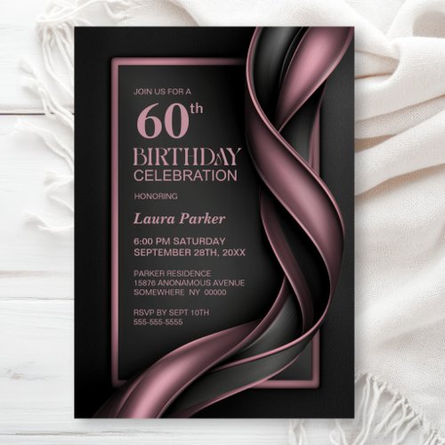 Modern Dusty Pink and Grey 60th Birthday Party Invitation