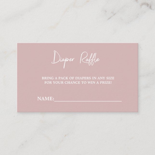 Modern Dusty Pink Baby Shower Diaper Raffle Enclosure Card (Front)