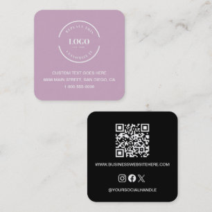 Modern Dusty pink Black Logo Business Card QR code