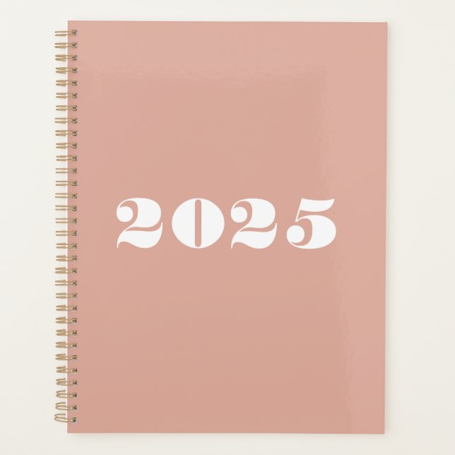 Modern dusty pink bold typography custom year  planner (Front)