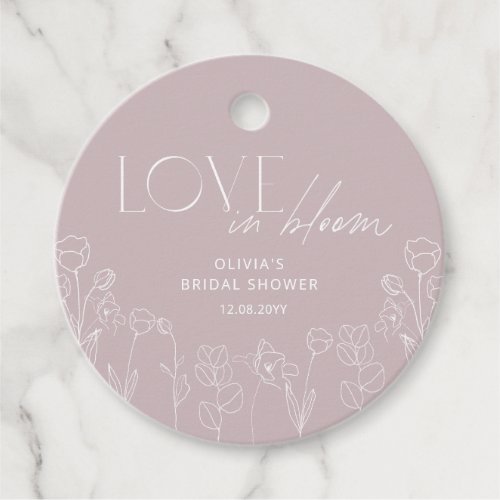 Modern Dusty Pink Floral Favor Tags