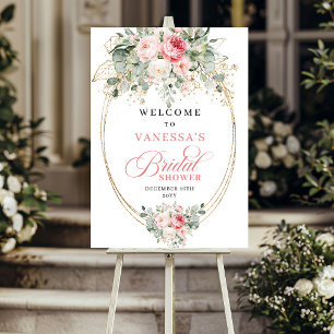 Modern Dusty Pink Floral Minimalist Bridal Shower Poster