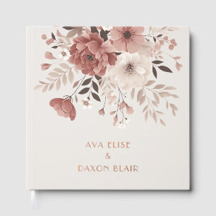 Modern & Dusty Pink Floral Wedding Gold Foil Guest Book