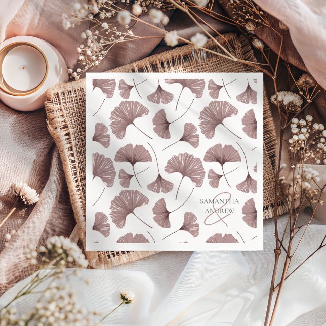Modern Dusty Pink Ginkgo Foliage Pattern  Napkins (Creator Uploaded)