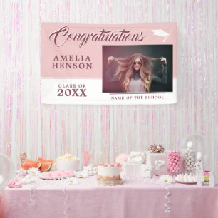 Modern Dusty Pink Graduate Photo Graduation Party Banner