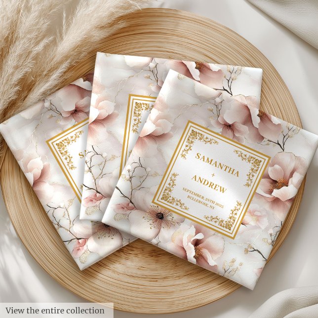 Modern Dusty Pink Ivory Gold Wedding Cloth Napkins (Modern Dusty Pink Ivory Gold Wedding Cloth Napkins

)