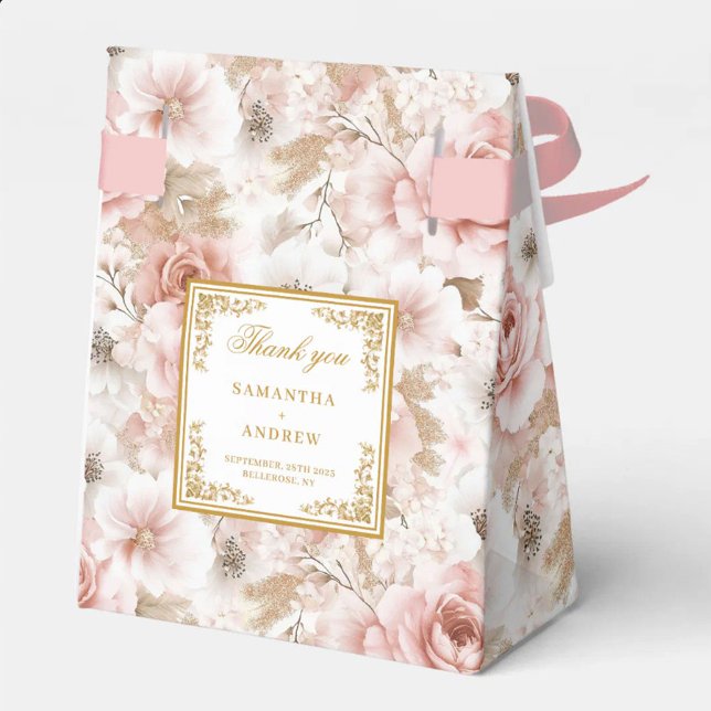 Modern Dusty Pink Ivory Gold Wedding Favor Box (Modern Dusty Pink Ivory Gold Wedding Favor Box)
