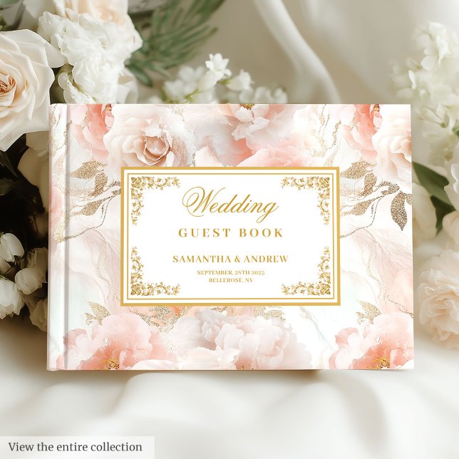 Modern Dusty Pink Ivory Gold Wedding Guest Book (Modern Dusty Pink Ivory Gold Wedding Guest Book

)