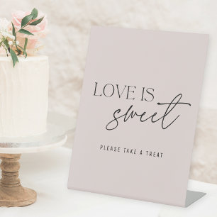 Modern Dusty Pink Love is Sweet Wedding Table Pedestal Sign