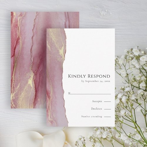 Modern Dusty Pink Mauve RSVP Wedding Response Card