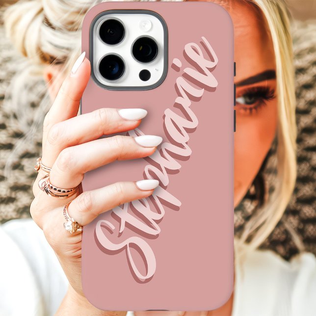 Modern Dusty Pink Minimal Script Name Case-Mate iPhone Case (Creator Uploaded)