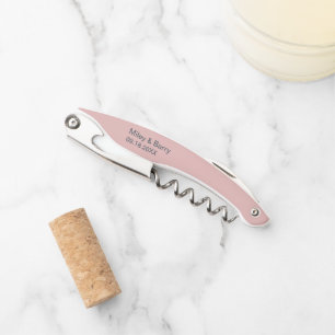 Modern Dusty Pink Minimalist Wedding Waiter's Corkscrew