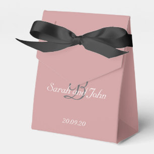 Modern Dusty Pink Name Monogram Wedding Favor Boxes