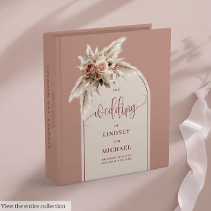 Modern Dusty Pink Pampas Arch Memory Album 3 Ring Binder