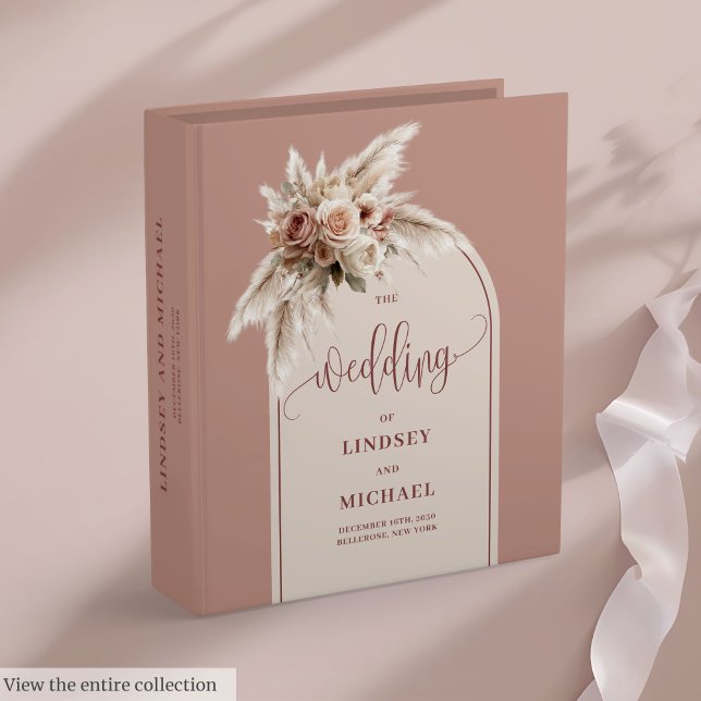 Modern Dusty Pink Pampas Arch Memory Album 3 Ring Binder (Modern Dusty Pink Pampas Arch Memory Album)