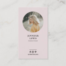 Modern Dusty Pink Photo Social Media Business Card