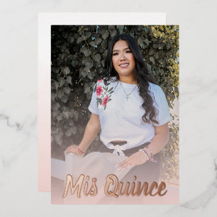 Modern Dusty Pink Rose Gold Quinceanera   Foil Invitation