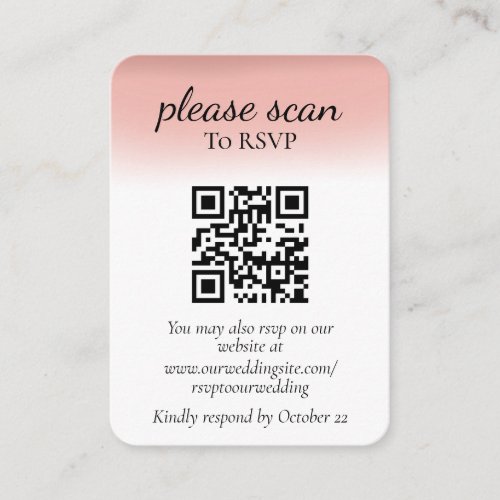 Modern Dusty Pink RSVP with QR Code Enclosure Card