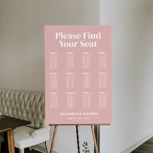 Modern Dusty Pink Wedding Seating Chart Foam Board