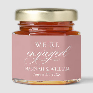Modern Dusty Pink We're Engaged Engagement Party Honey Jar Favors