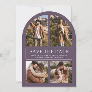 Modern Dusty Purple Arch Photo Collage Wedding Save The Date