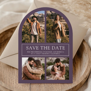 Modern Dusty Purple Arch Photo Collage Wedding Save The Date