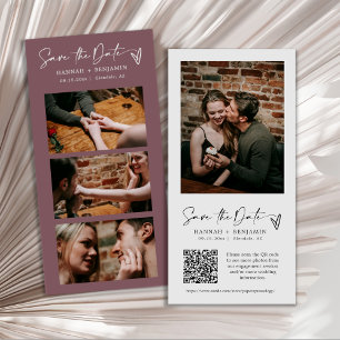 Modern Dusty Purple Boho Photo Booth Strip QR Code Save The Date