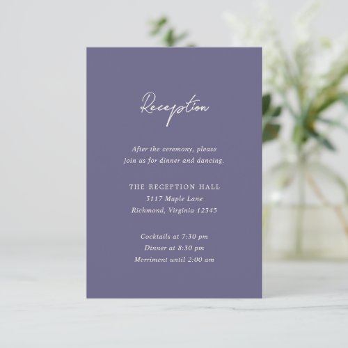 Modern Dusty Purple Elegant Wedding Enclosure Card