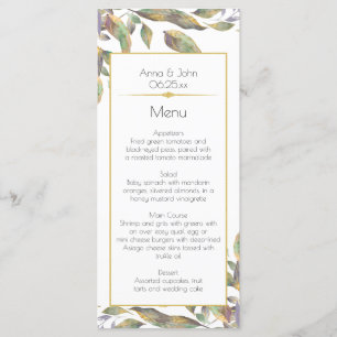 Modern Dusty Purple Sage Green Gold Leaves Menu2 Menu